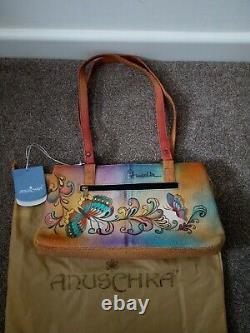 Anuschka Leather Hand Painted Convertible Triple Compartments Shoulder Handbag
