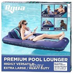 Aqua Premium Convertible Pool Float Lounge Extra Large Heavy Duty, Infla