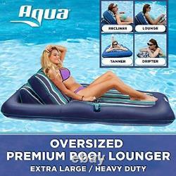 Aqua Premium Convertible Pool Lounger, Inflatable Pool Float, Heavy Duty, 74