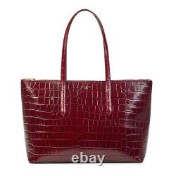 Aspinal of London Zipped Regent Tote Deep Shine Bordeaux Croc RRP £375 +Gift bag