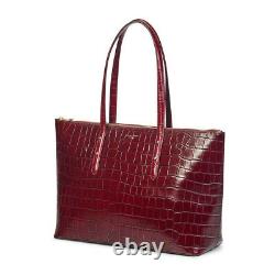 Aspinal of London Zipped Regent Tote Deep Shine Bordeaux Croc RRP £375 +Gift bag