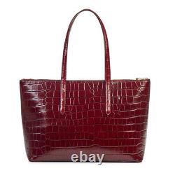 Aspinal of London Zipped Regent Tote Deep Shine Bordeaux Croc RRP £375 +Gift bag