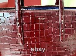 Aspinal of London Zipped Regent Tote Deep Shine Bordeaux Croc RRP £375 +Gift bag