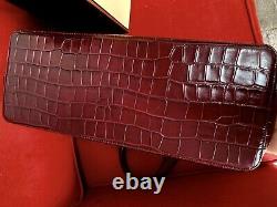 Aspinal of London Zipped Regent Tote Deep Shine Bordeaux Croc RRP £375 +Gift bag
