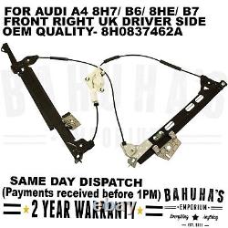 Audi A4 Convertible Cabriolet Window Regulator Front Right Driver Side 2001-2009