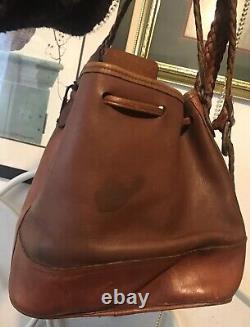 BRIGHTON Out West Hand-Stitched Western VINTAGE brown thick LEATHER Shoulder BAG