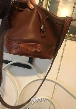 BRIGHTON Out West Hand-Stitched Western VINTAGE brown thick LEATHER Shoulder BAG