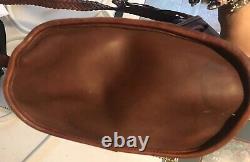 BRIGHTON Out West Hand-Stitched Western VINTAGE brown thick LEATHER Shoulder BAG