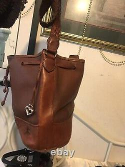 BRIGHTON Out West Hand-Stitched Western VINTAGE brown thick LEATHER Shoulder BAG