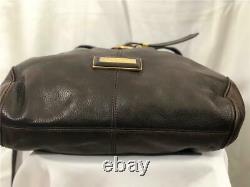 BURBERRY Raymond Dark Chocolate Leather Belted Convertible Satchel Bag