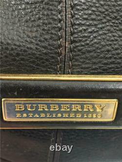 BURBERRY Raymond Dark Chocolate Leather Belted Convertible Satchel Bag
