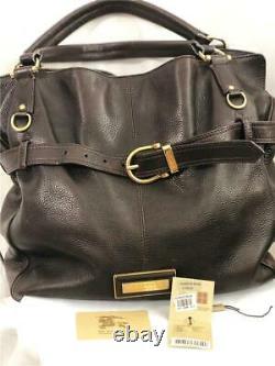 BURBERRY Raymond Dark Chocolate Leather Belted Convertible Satchel Bag