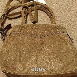 B. Makowsky Ollie Satchel Tan Shimmer Leather New Convertible