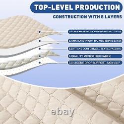 Beige Quilted Sofa Cover for 3 Cushion Couch Machine Washable & Heavy Duty
