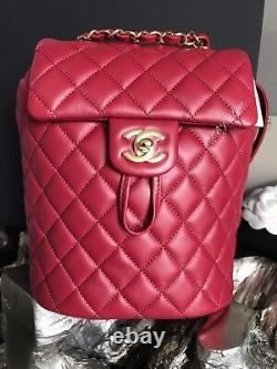 CHANEL Urban Spirit Backpack Dark Red Gold Burgundy Calf Calfskin Travel NWT NEW