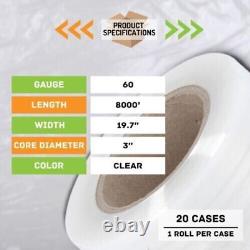Cast Machine Pallet Stretch Wrap Clear Shrink Film 19.7x8000' 60 Gauge 20 Rolls