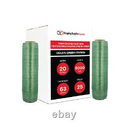 Cast Machine Stretch Wrap Shrink Film Tinted Green 20 x 5000' 63 Gauge 25 Rolls