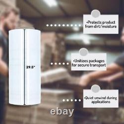 Cast Stretch Pallet Machine Wrap 29.5x5000' 90 Gauge Clear Shrink Film 2 Rolls