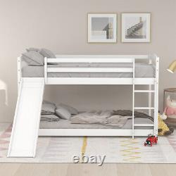 Childrens Stylish Full-Length Guardrail Bunk Beds Frame Bedroom Heavy Duty