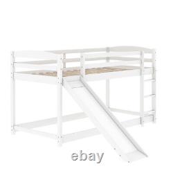 Childrens Stylish Full-Length Guardrail Bunk Beds Frame Bedroom Heavy Duty