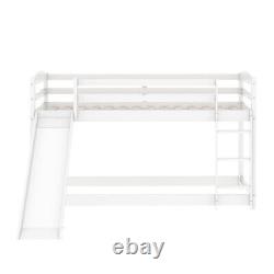 Childrens Stylish Full-Length Guardrail Bunk Beds Frame Bedroom Heavy Duty