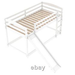 Childrens Stylish Full-Length Guardrail Bunk Beds Frame Bedroom Heavy Duty