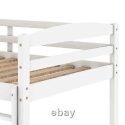 Childrens Stylish Full-Length Guardrail Bunk Beds Frame Bedroom Heavy Duty