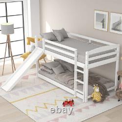 Childrens Stylish Full-Length Guardrail Bunk Beds Frame Bedroom Heavy Duty
