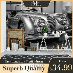 Chrome Convertible Vintage Car 3D Wall Mural Removable Bedroom Wallpaper Murals