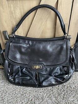 Coach Flagship Chelsea Dowel Black Leather Satchel Shoulder Bag Purse Limited