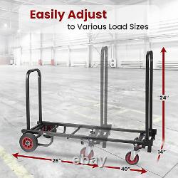 Compact Folding Adjustable Equipment Cart Heavy Duty 8-In-1 Convertible Cart