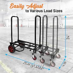 Compact Folding Adjustable Equipment Cart Heavy Duty 8-In-1 Convertible Cart H