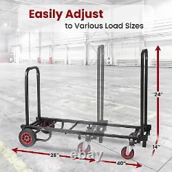 Compact Folding Adjustable Equipment Cart Heavy Duty 8-In-1 Convertible Cart H
