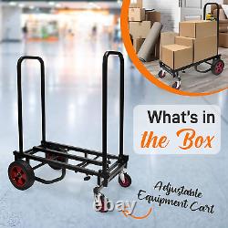 Compact Folding Adjustable Equipment Cart Heavy Duty 8-In-1 Convertible Cart H