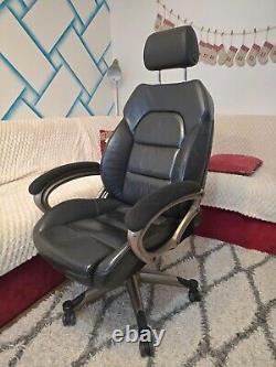 Converted used black leather car seat (AUDI A6) to office swivel reclining chair