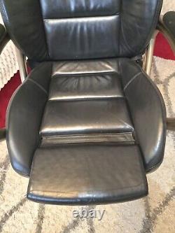Converted used black leather car seat (AUDI A6) to office swivel reclining chair