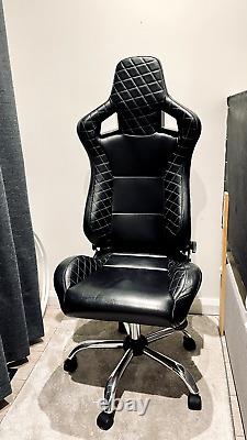 Converted used black leather car seat office swivel reclining chair