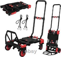 Convertible Dolly Cart with Rubber Wheels 330LB Load Capacity for Easy Moves