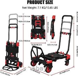 Convertible Dolly Cart with Rubber Wheels 330LB Load Capacity for Easy Moves