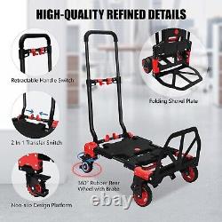 Convertible Dolly Cart with Rubber Wheels 330LB Load Capacity for Easy Moves