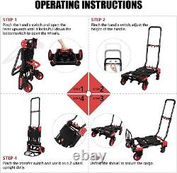 Convertible Dolly Cart with Rubber Wheels 330LB Load Capacity for Easy Moves