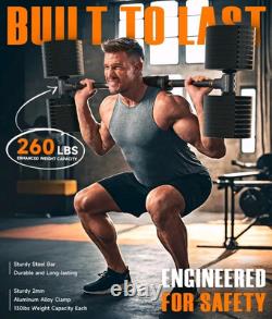 Dumbbell Converter, 260 LBS Weight Capacity Adjustable Convert Dumbbell To Barbe
