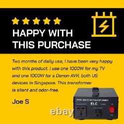ELC T-1000 1000-Watt Voltage Converter Transformer with Circuit Breaker Protection