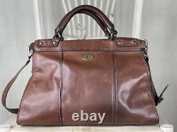 FOSSIL Vintage Revival Satchel BROWN Leather Satchel Crossbody Messenger Handbag