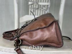 FOSSIL Vintage Revival Satchel BROWN Leather Satchel Crossbody Messenger Handbag