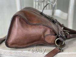 FOSSIL Vintage Revival Satchel BROWN Leather Satchel Crossbody Messenger Handbag