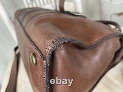 FOSSIL Vintage Revival Satchel BROWN Leather Satchel Crossbody Messenger Handbag