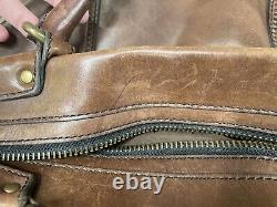 FOSSIL Vintage Revival Satchel BROWN Leather Satchel Crossbody Messenger Handbag