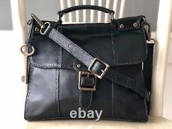 FOSSIL Vintage Revival Satchel Black Leather Satchel Crossbody Messenger Handbag