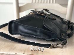 FOSSIL Vintage Revival Satchel Black Leather Satchel Crossbody Messenger Handbag